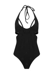 Black Monogram one piece swimsuit