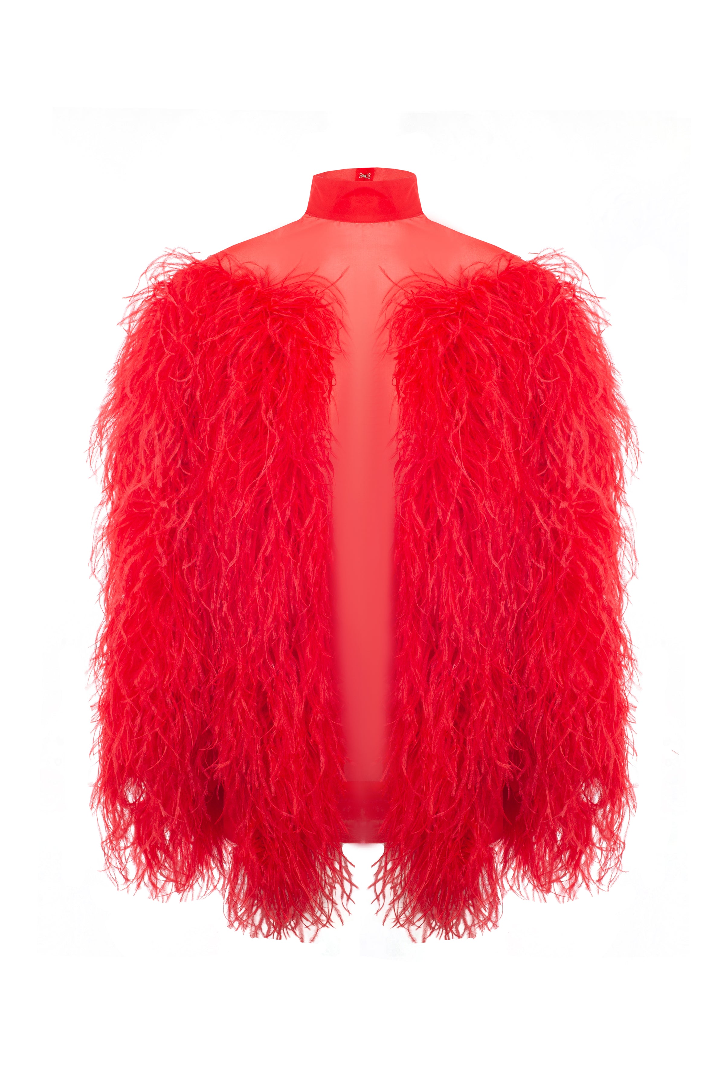 Red Silk Mini Dress with Feathers M/L / Red Red Silk Mini Dress with Feathers M/L / Red