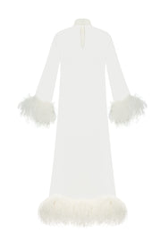 Silk Dress with white Feathers