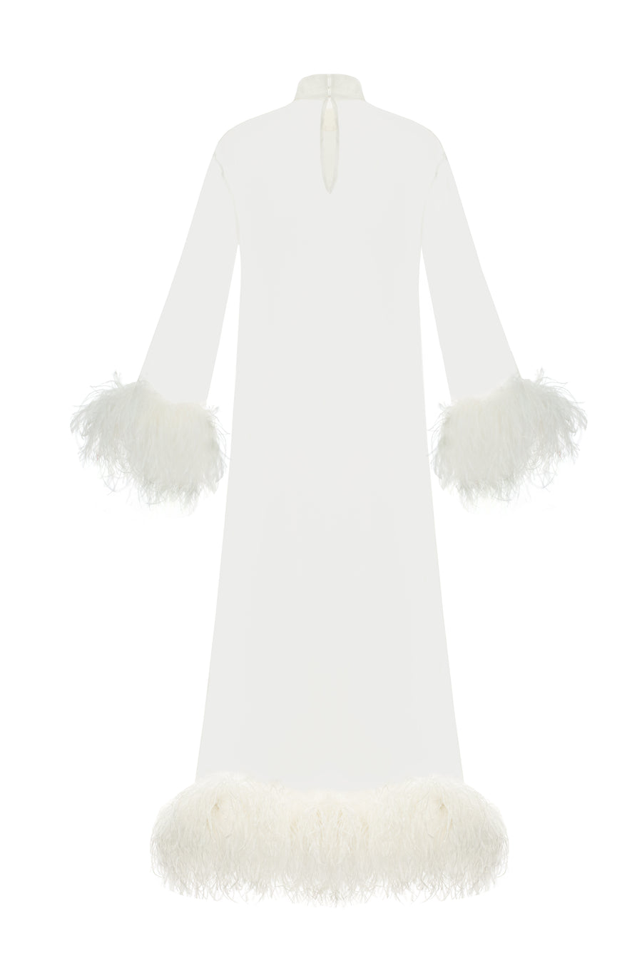 Silk Dress with white Feathers