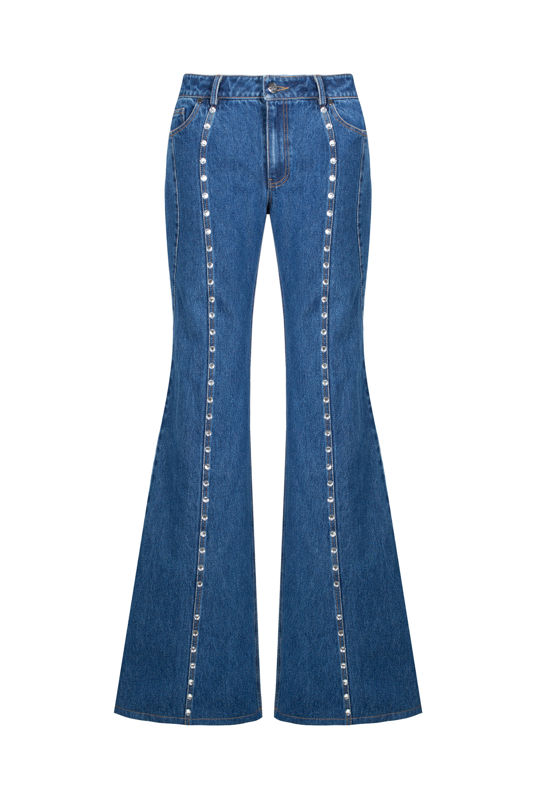 Jeans with silhouette lines and crystals