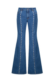 Jeans with silhouette lines and crystals