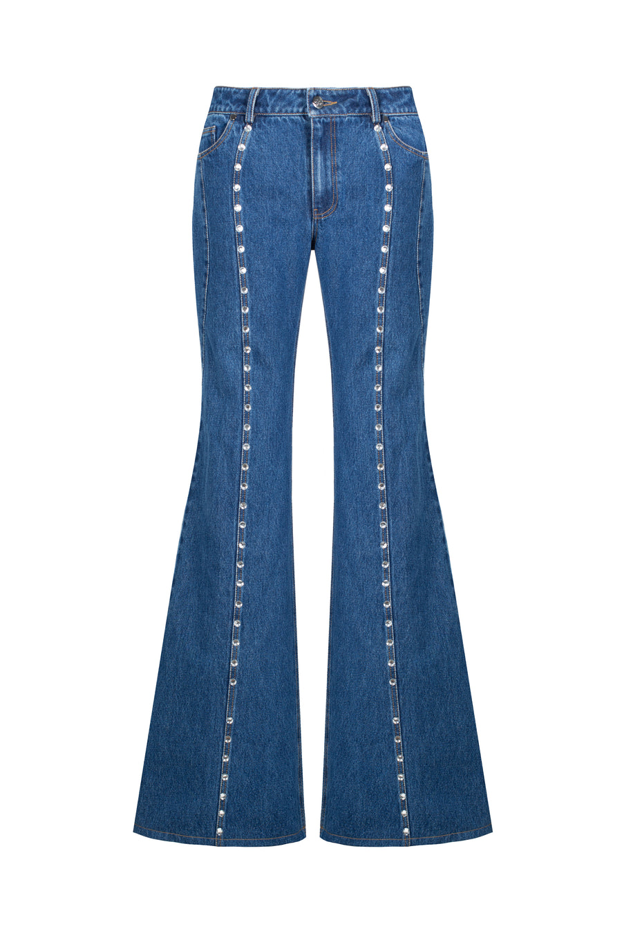 Jeans with silhouette lines and crystals