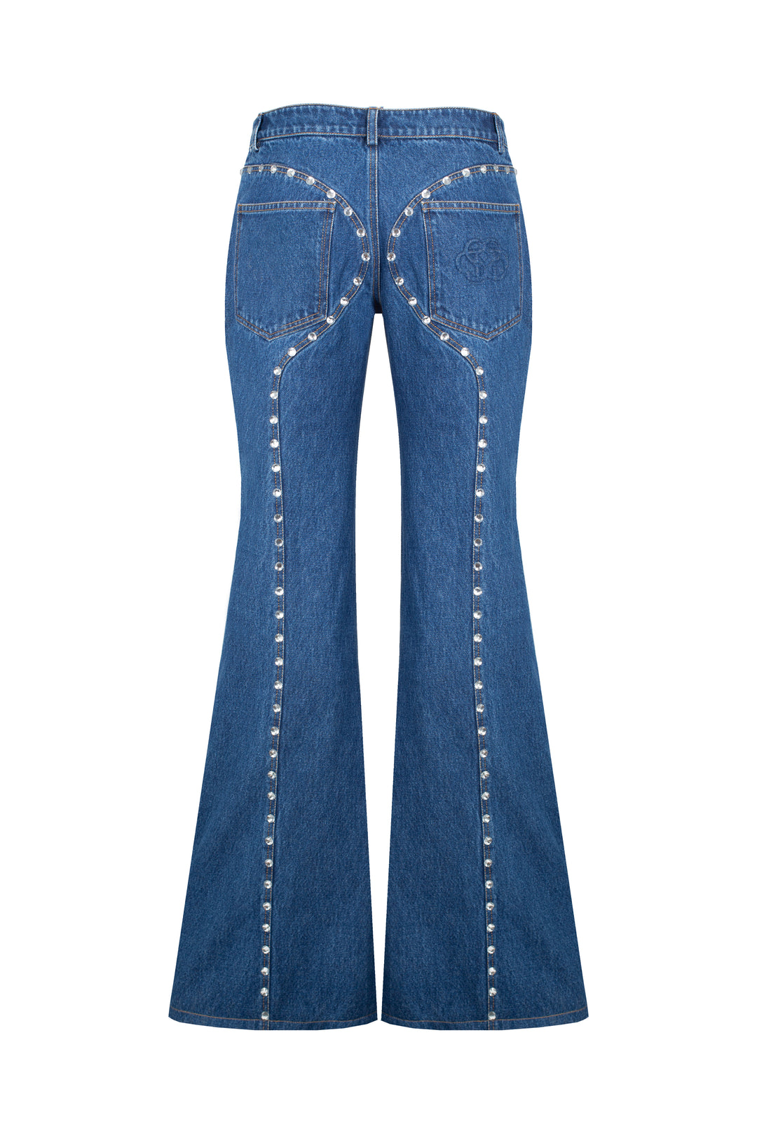 Jeans with silhouette lines and crystals