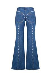 Jeans with silhouette lines and crystals
