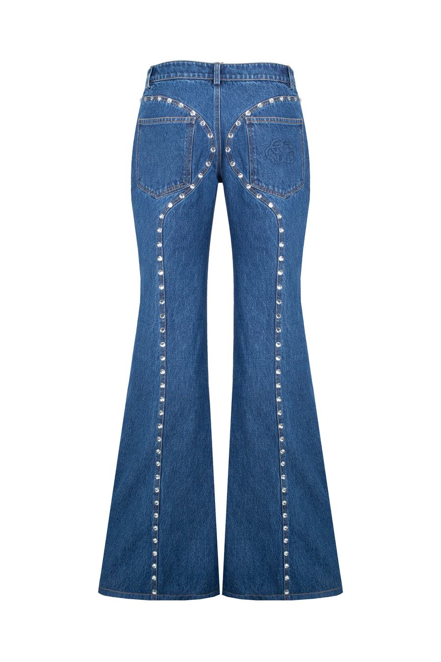 Jeans with silhouette lines and crystals