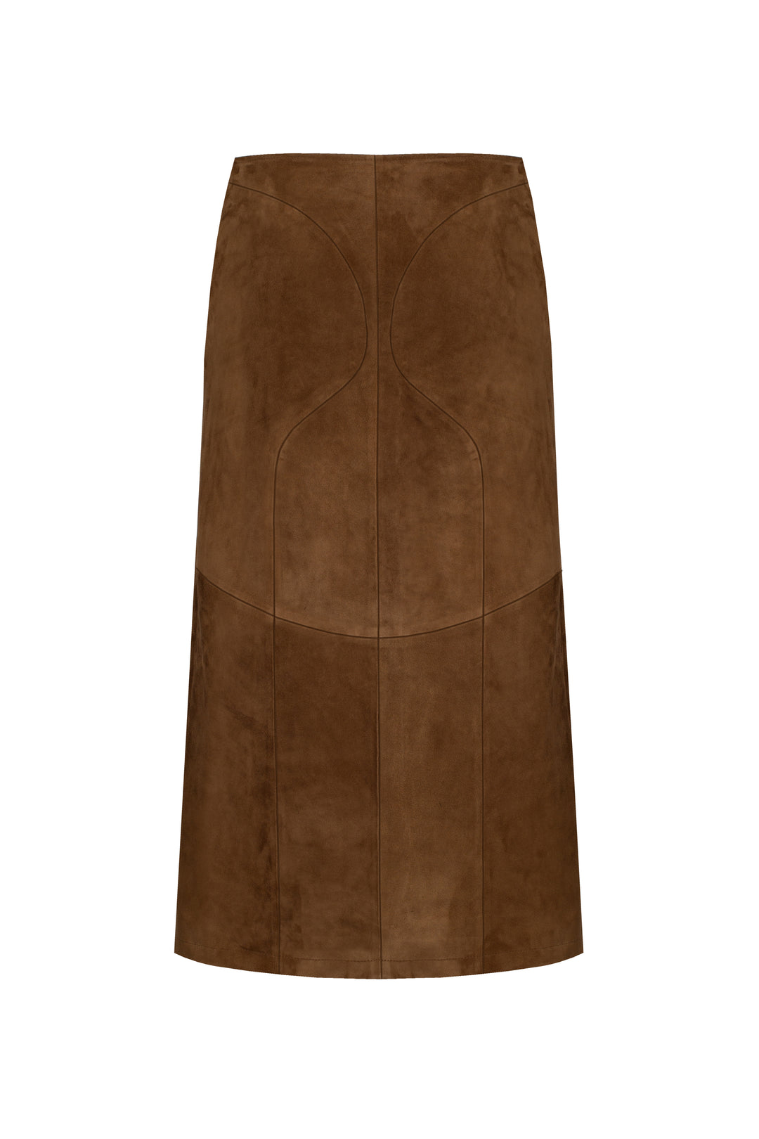 Suede midi skirt with silhouette lines