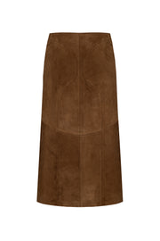 Suede midi skirt with silhouette lines