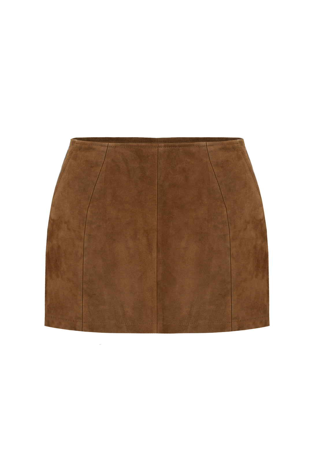 Suede mini skirt with silhouette lines