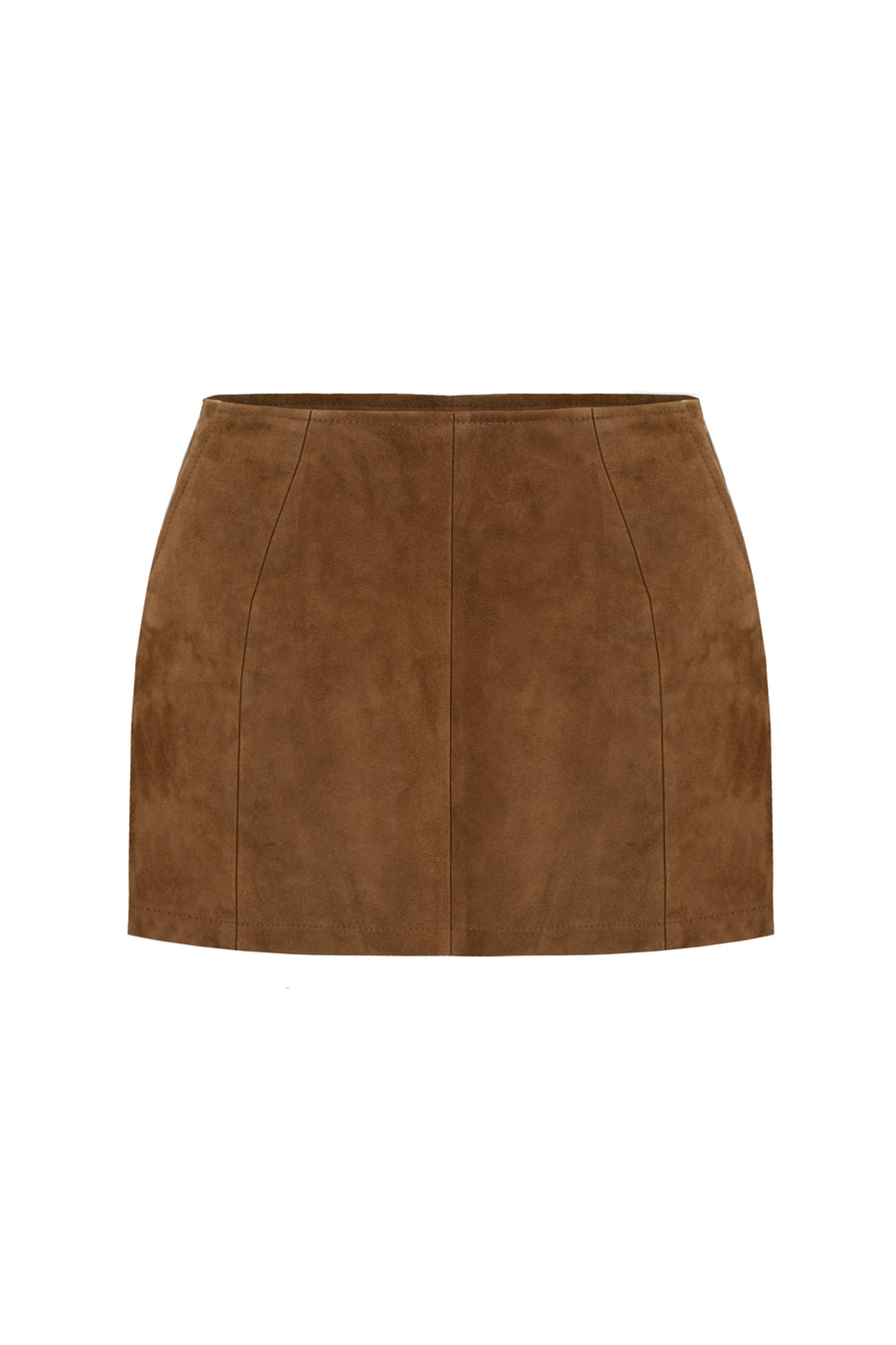 Suede mini skirt with silhouette lines