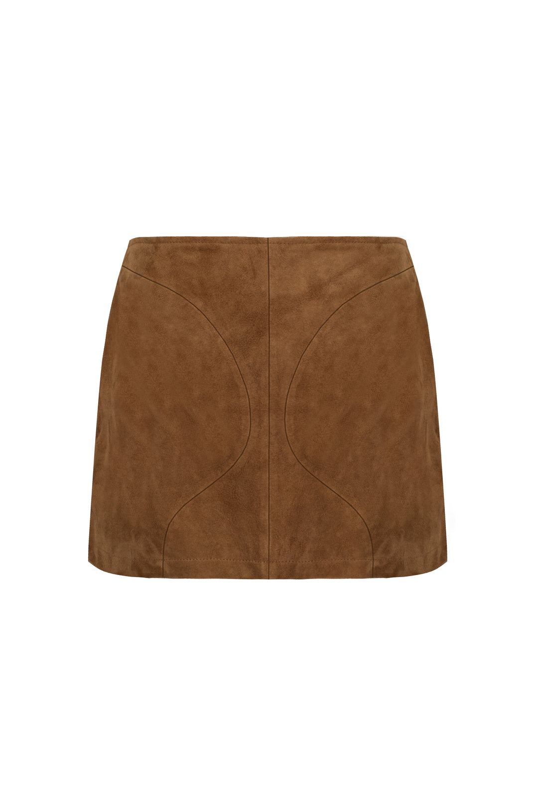 Suede mini skirt with silhouette lines