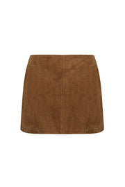 Suede mini skirt with silhouette lines