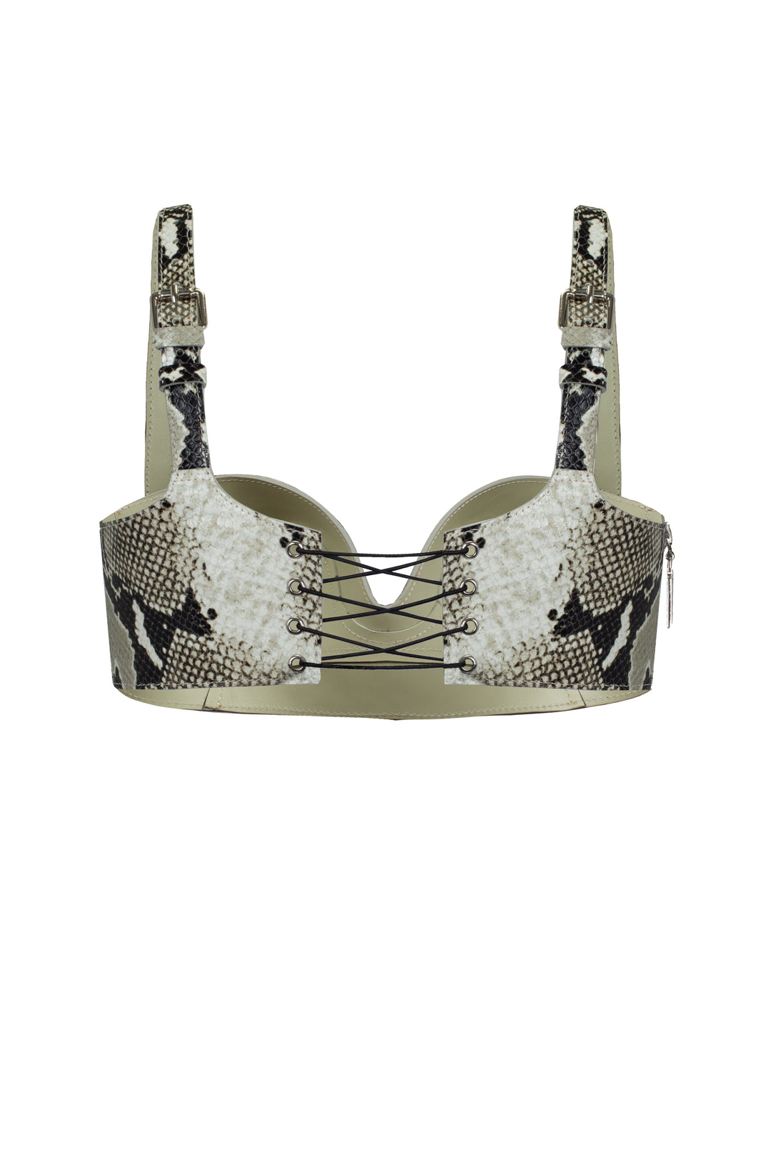 Snake leather bra with silhouette lines