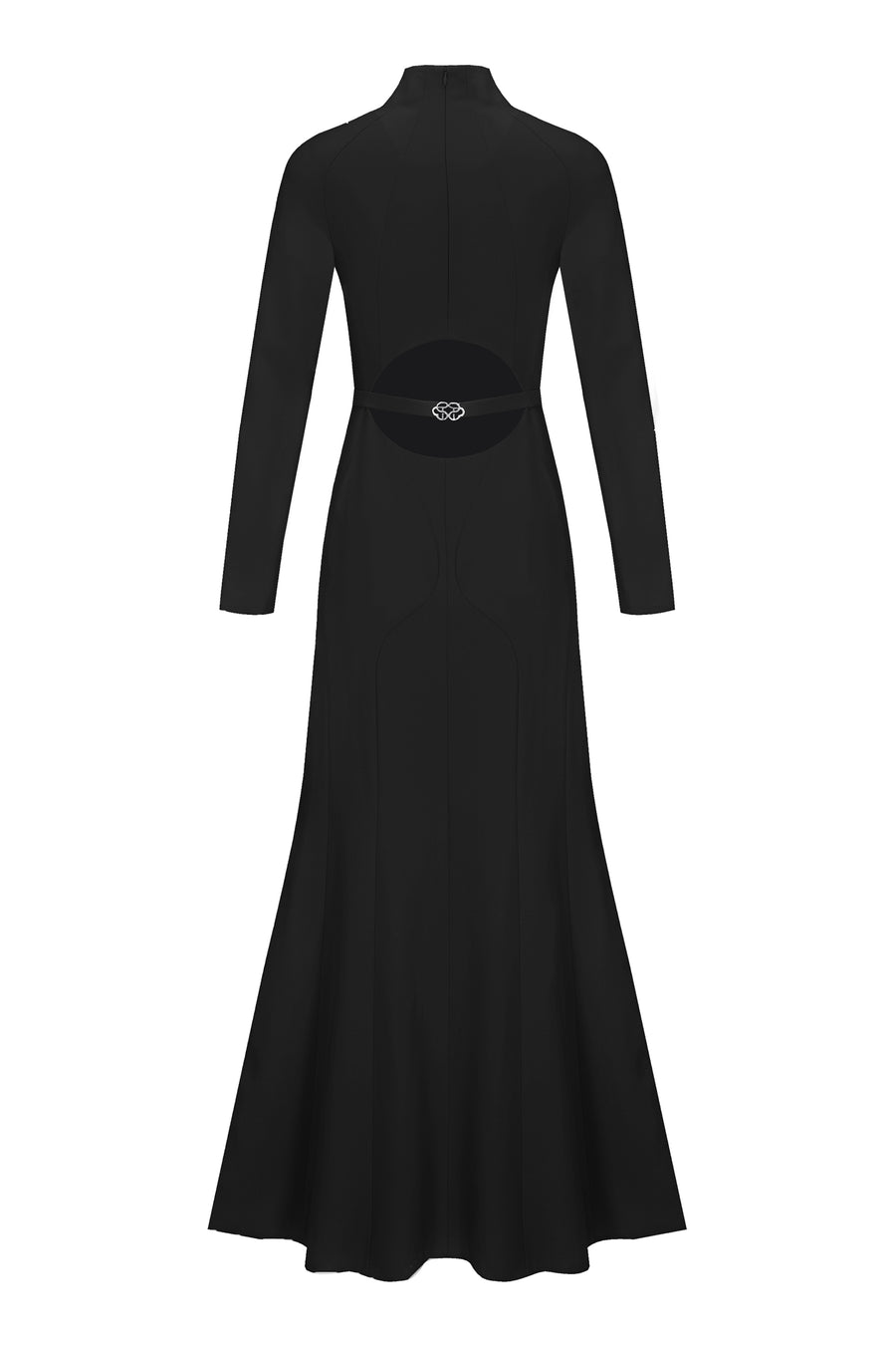 Maxi dress with silhouette lines