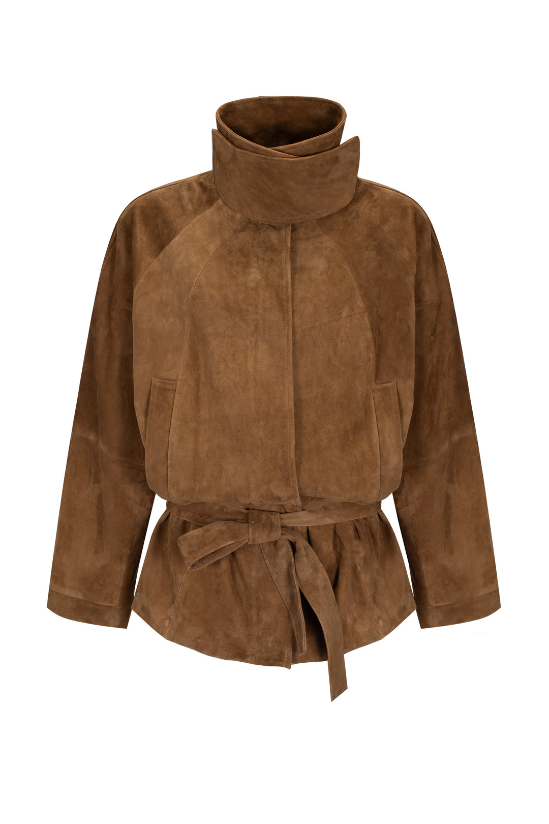 Suede oversized jacket with
silhouette lines