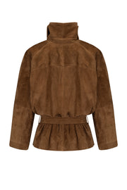 Suede oversized jacket with
silhouette lines