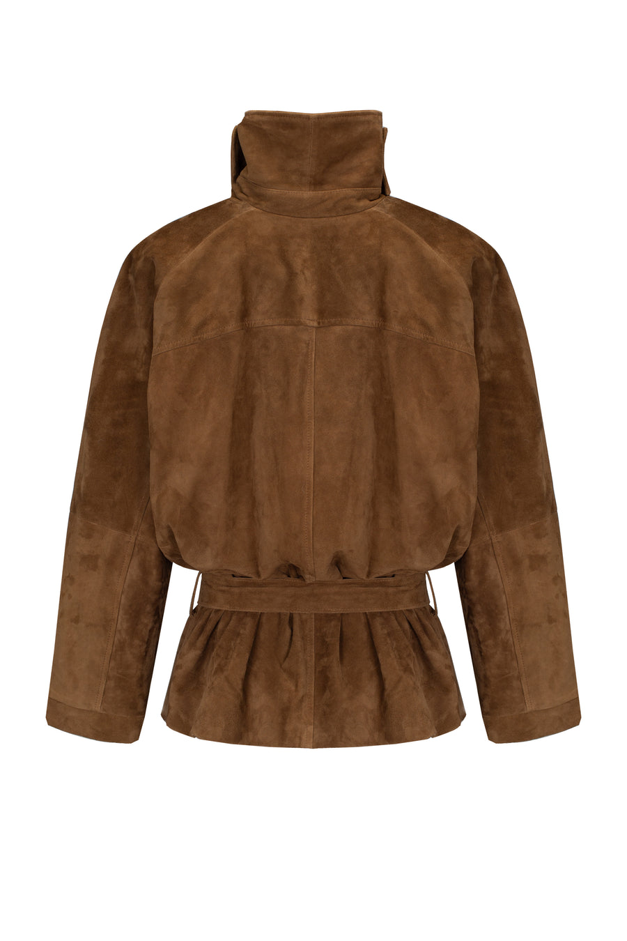 Suede oversized jacket with
silhouette lines