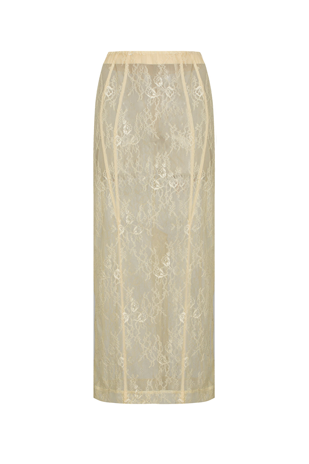 Lace Midi Skirt with silhouette lines