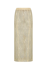 Lace Midi Skirt with silhouette lines