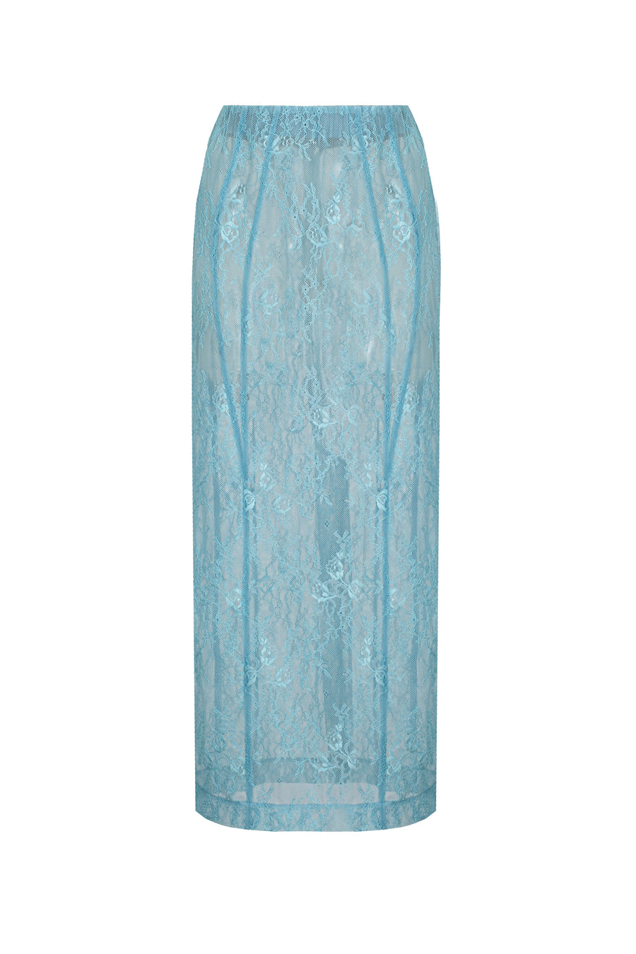 Lace midi skirt with silhouette lines