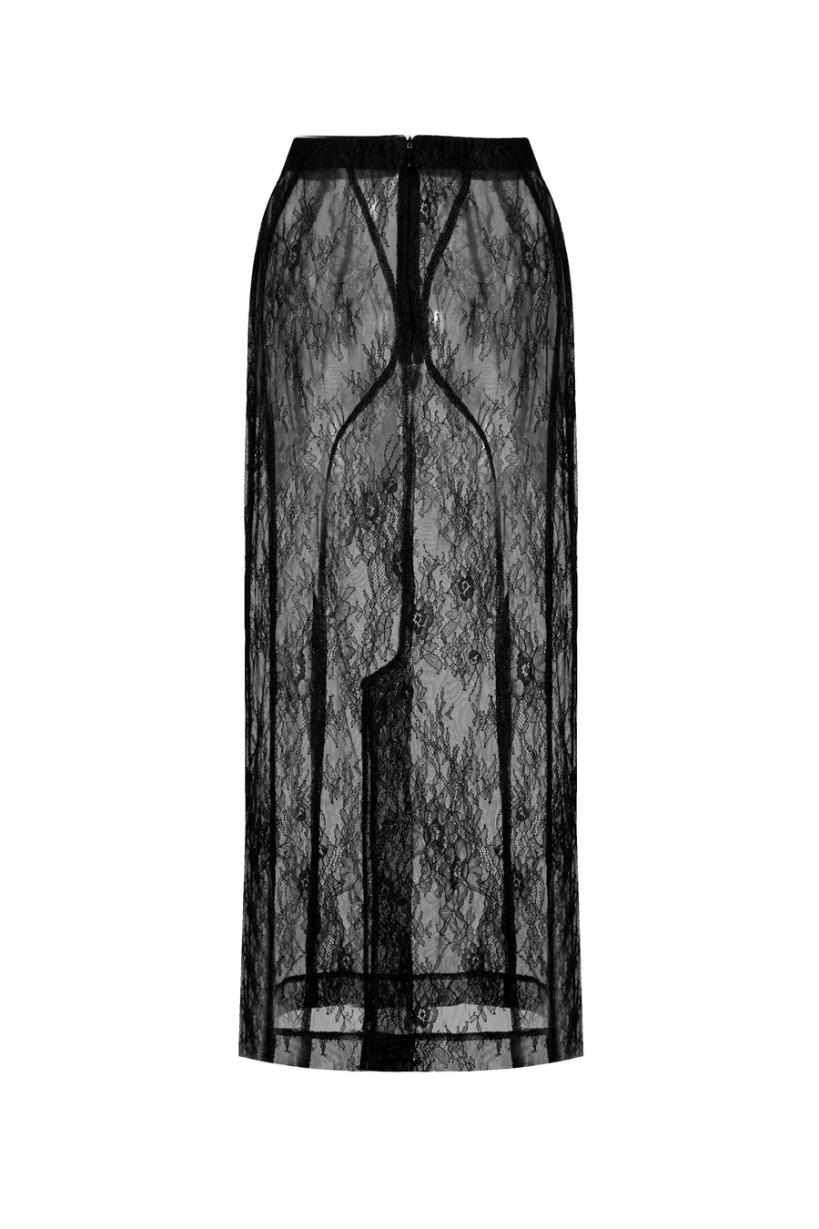Lace midi skirt with silhouette lines