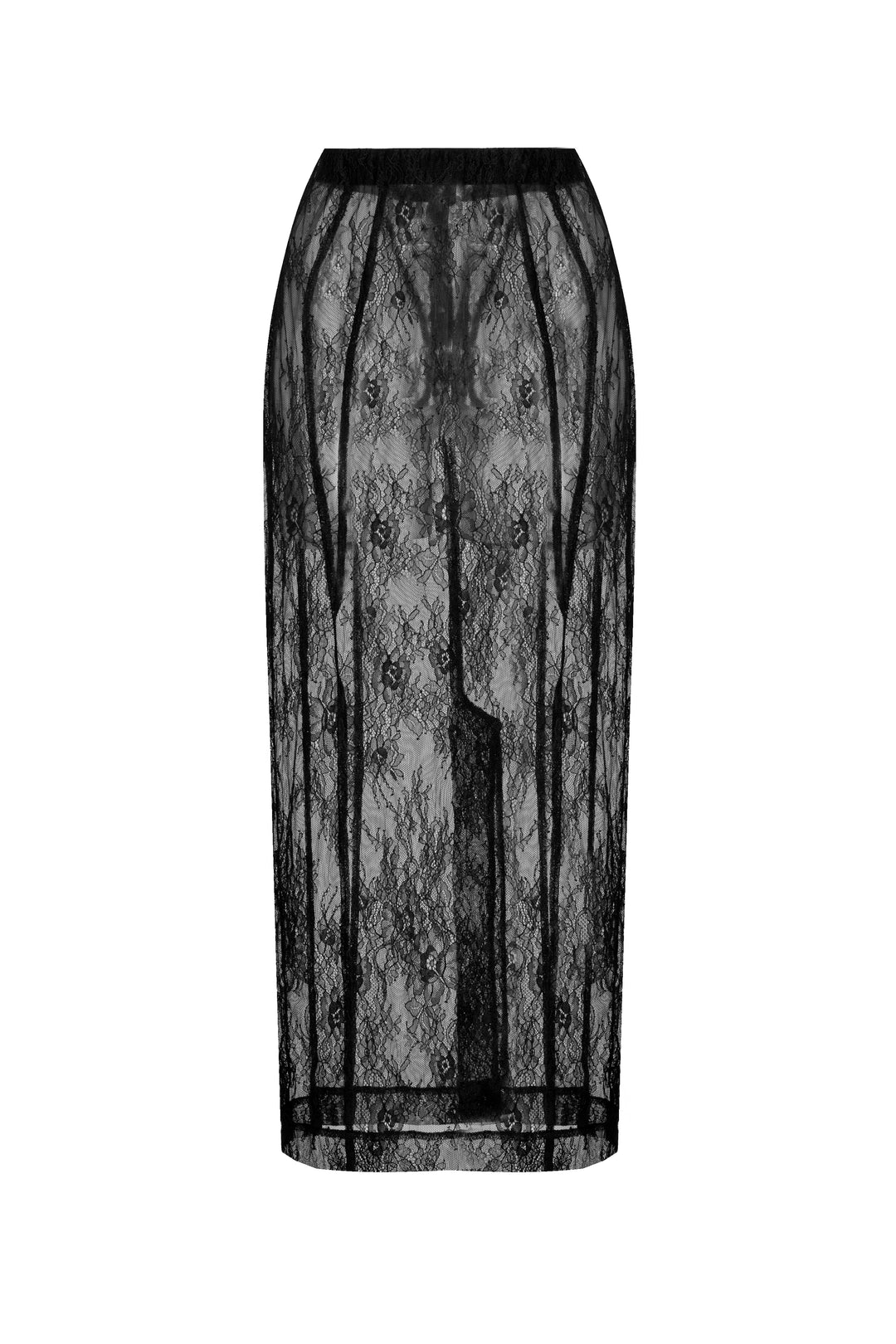 Lace midi skirt with silhouette lines