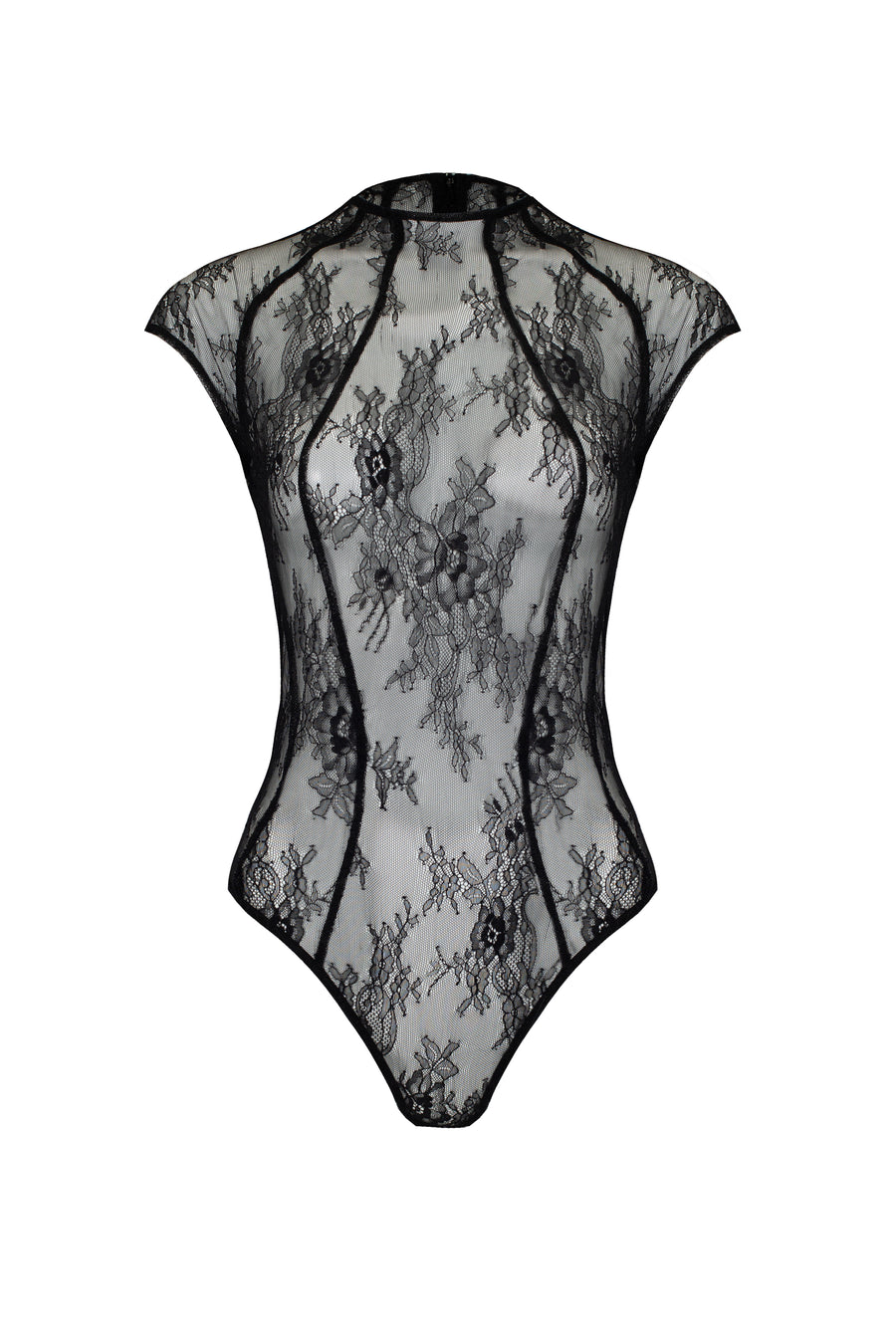 Lace bodysuit with silhouette lines