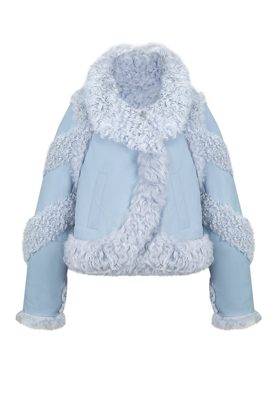 Fur jacket with silhouette lines and