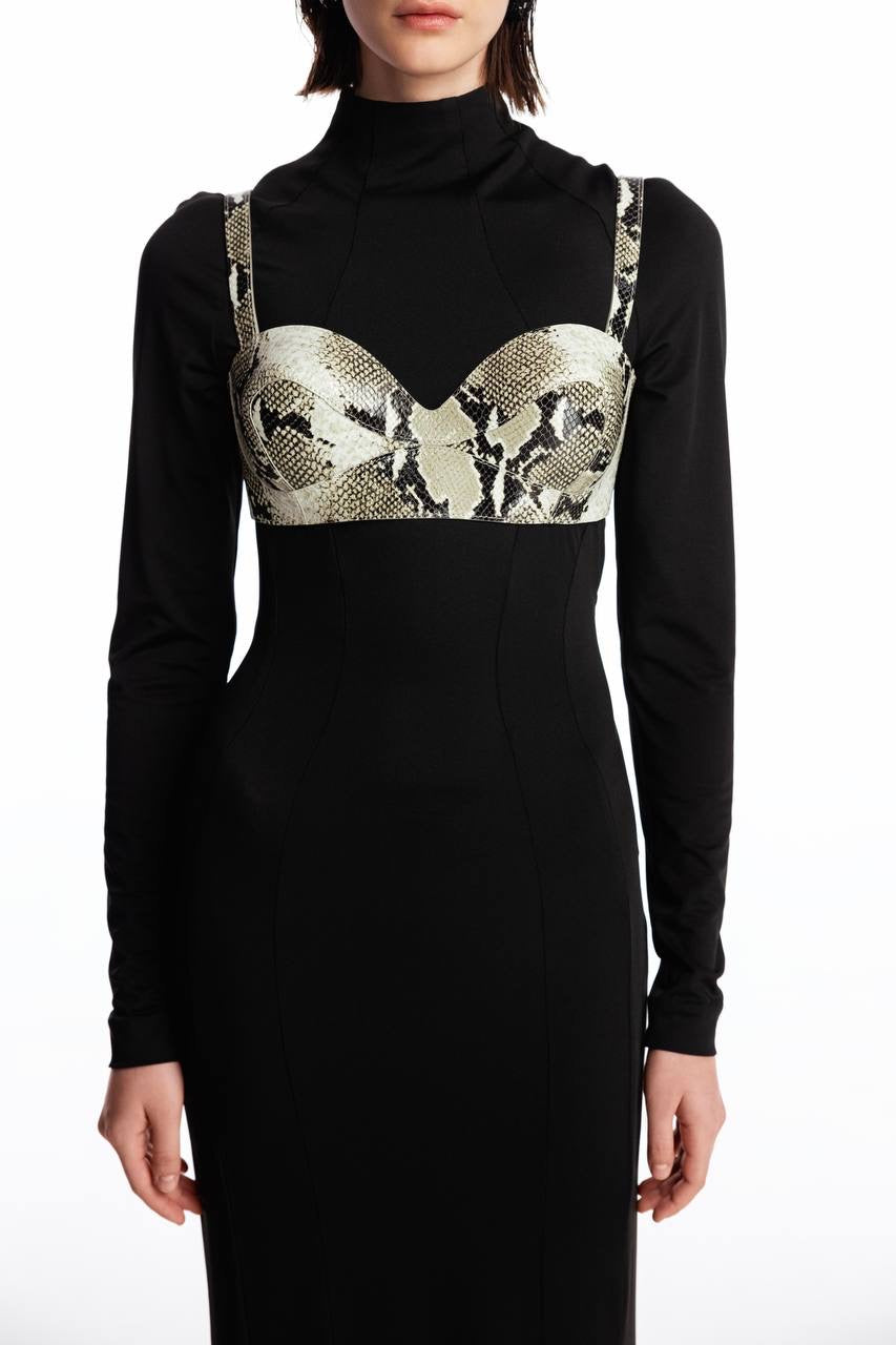 Snake leather bra with silhouette lines
