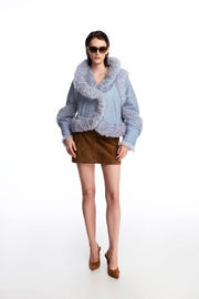 Fur jacket with silhouette lines and