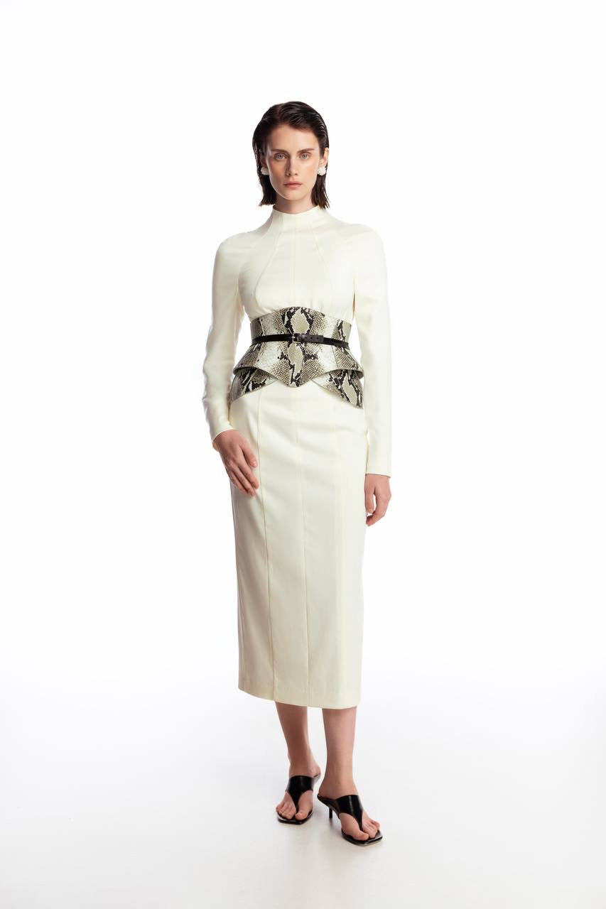 Midi dress with silhouette lines