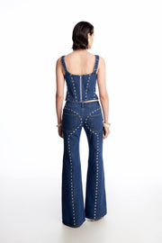 Jeans with silhouette lines and crystals
