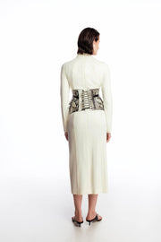 Midi dress with silhouette lines