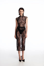 Lace bodysuit with silhouette lines