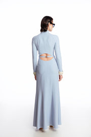 Maxi dress with silhouette lines