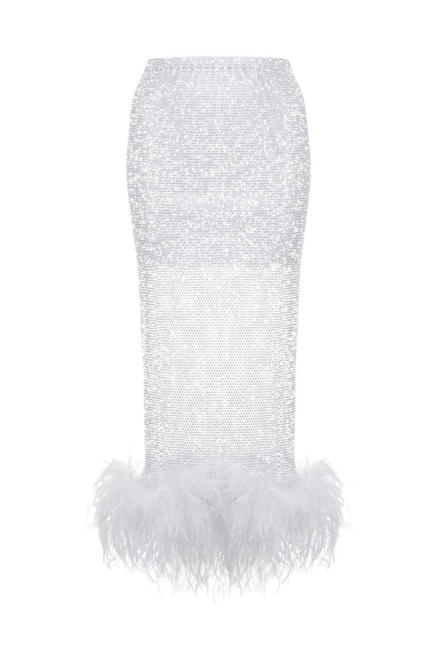 White Midi Feathers Skirt