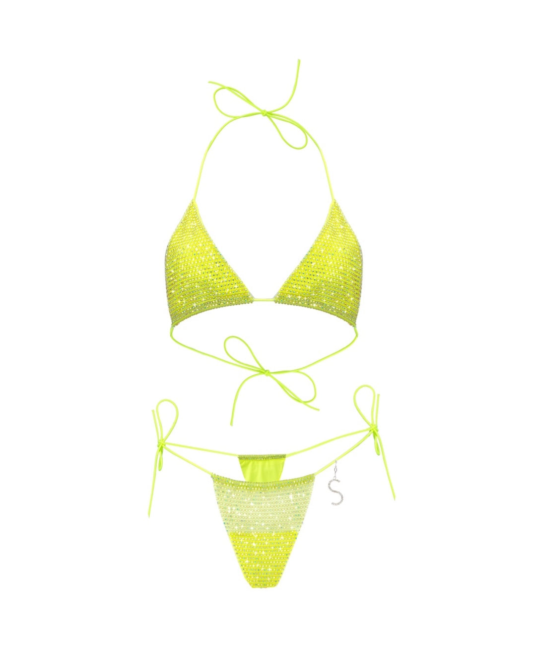 Neon Yellow Triangle Orchid Bikini