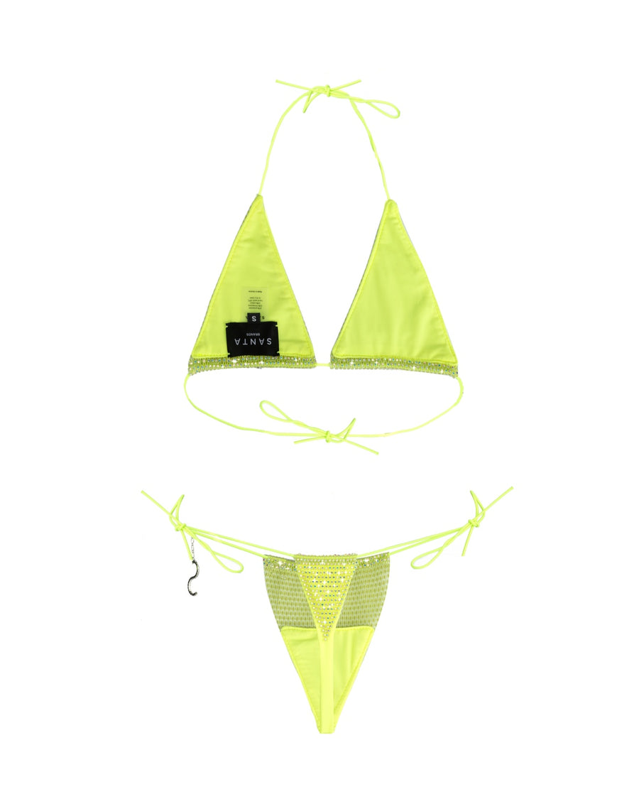 Neon Yellow Triangle Orchid Bikini