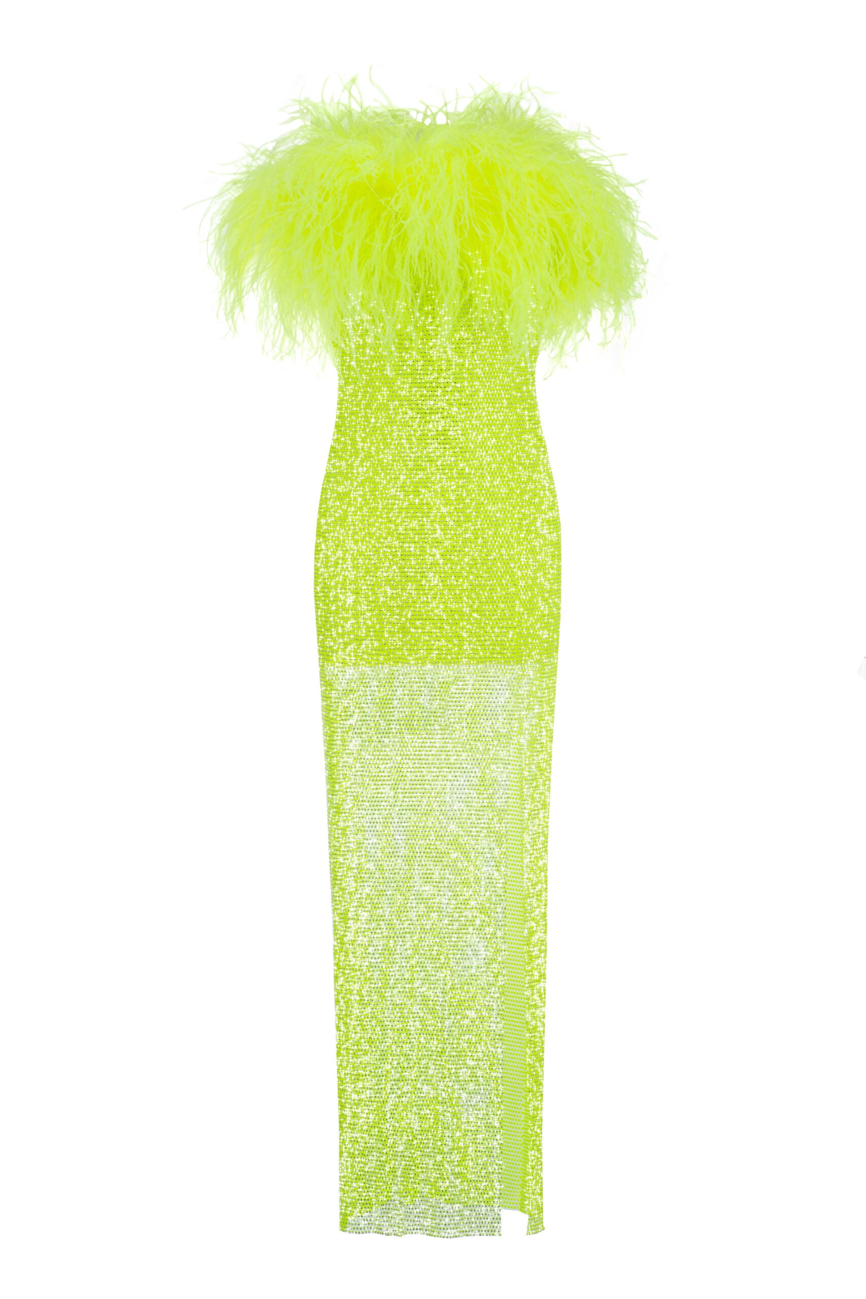 Dress w/Feathers M/L / Neon Yellow Dress w/Feathers M/L / Neon Yellow