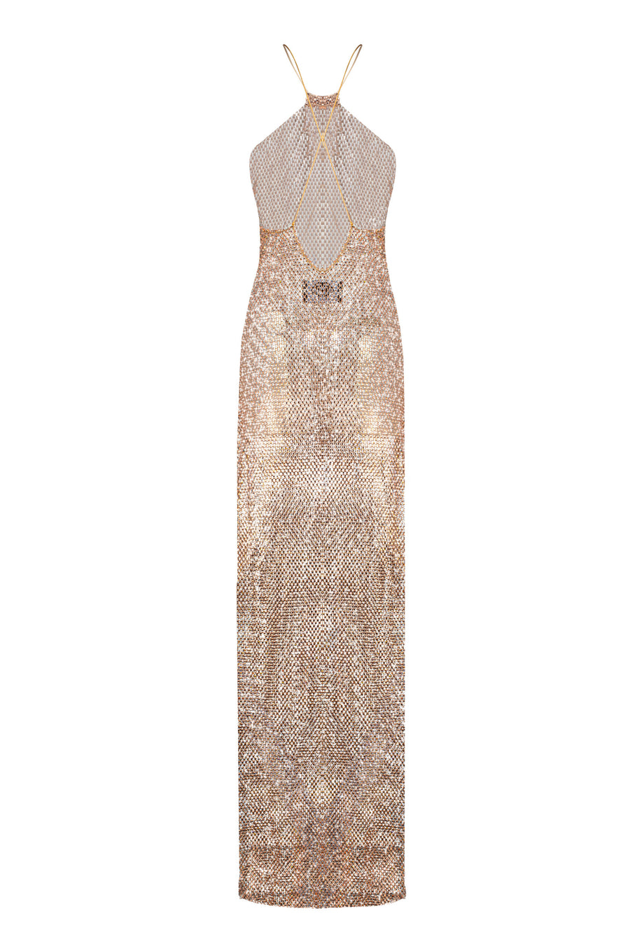 beige open back dress Cream Open-Back Maxi Dress L/XL
