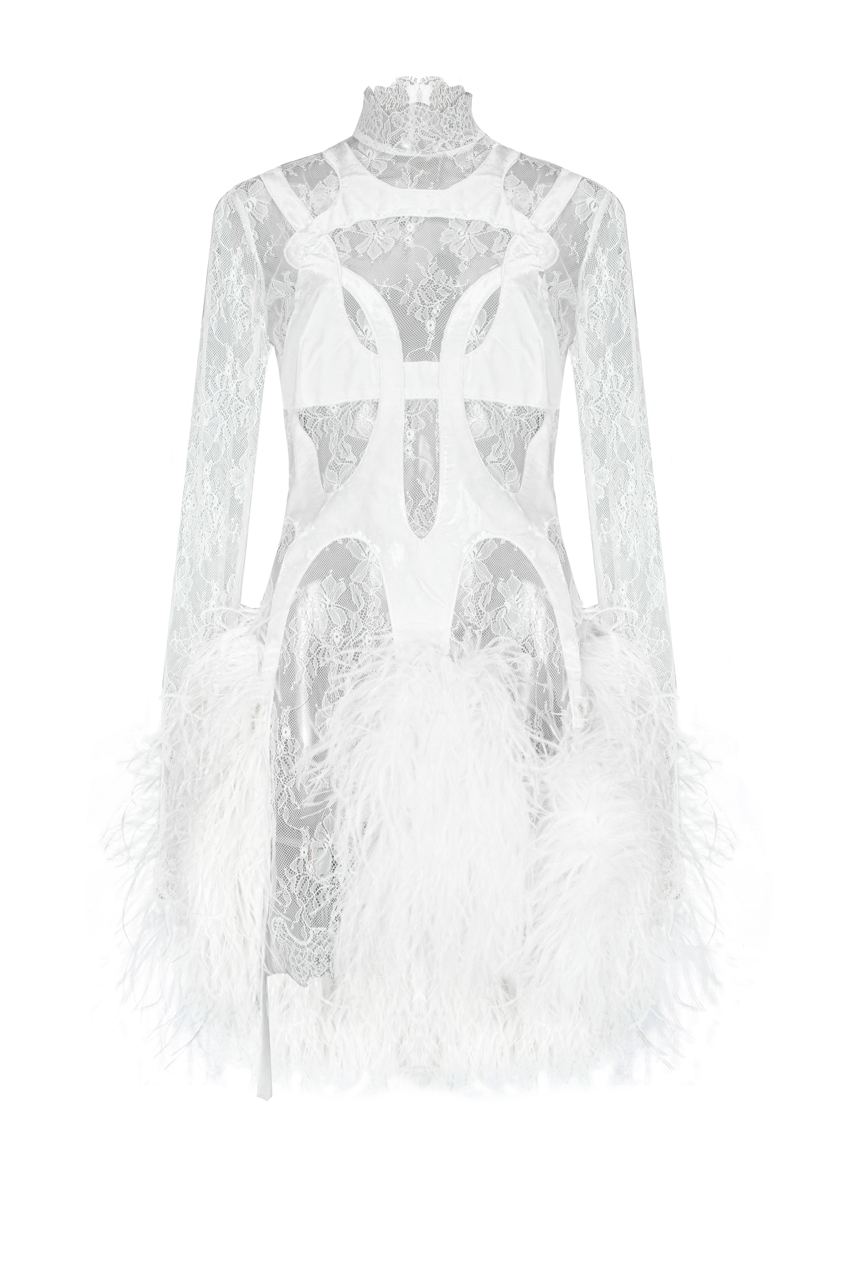 Lacet mini feather dress