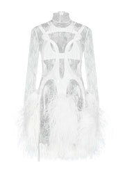 Lacet mini feather dress