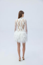Lacet mini feather dress