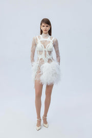 Lacet mini feather dress