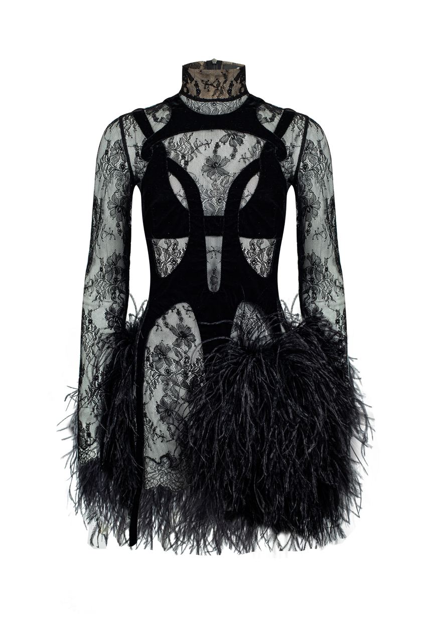 Lacet mini feather dress