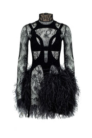 Lacet mini feather dress