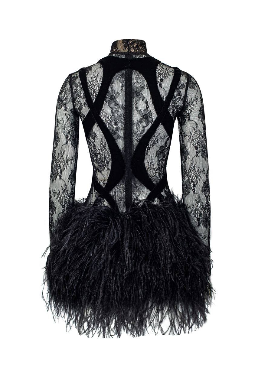 Lacet mini feather dress