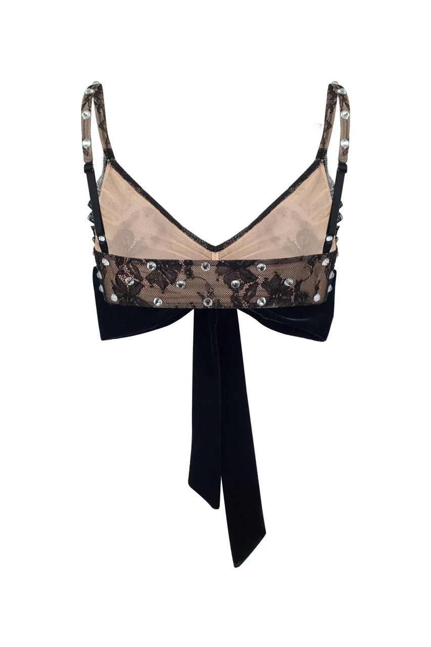 Diamante top with velvet bow