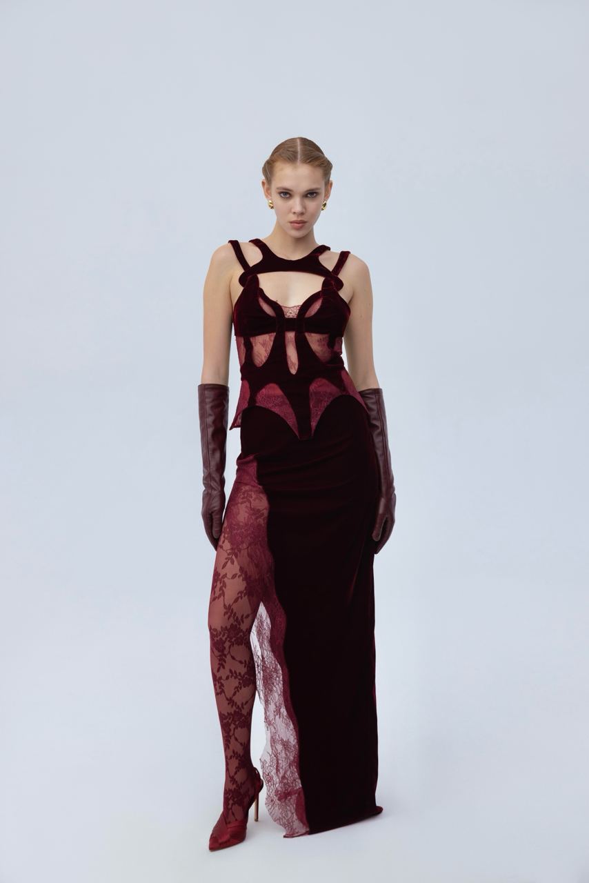 Lacet top with soft velvet
