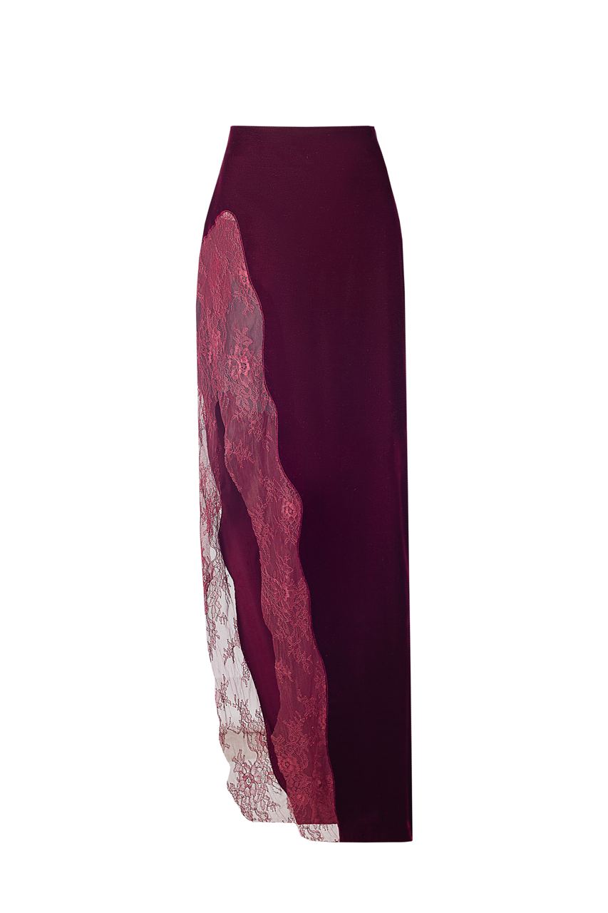 Lacet maxi skirt with soft velvet